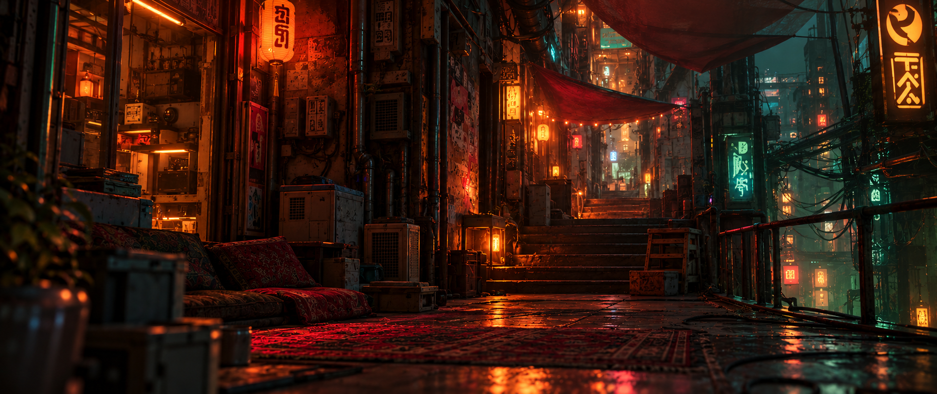 neon stray cat market alley
